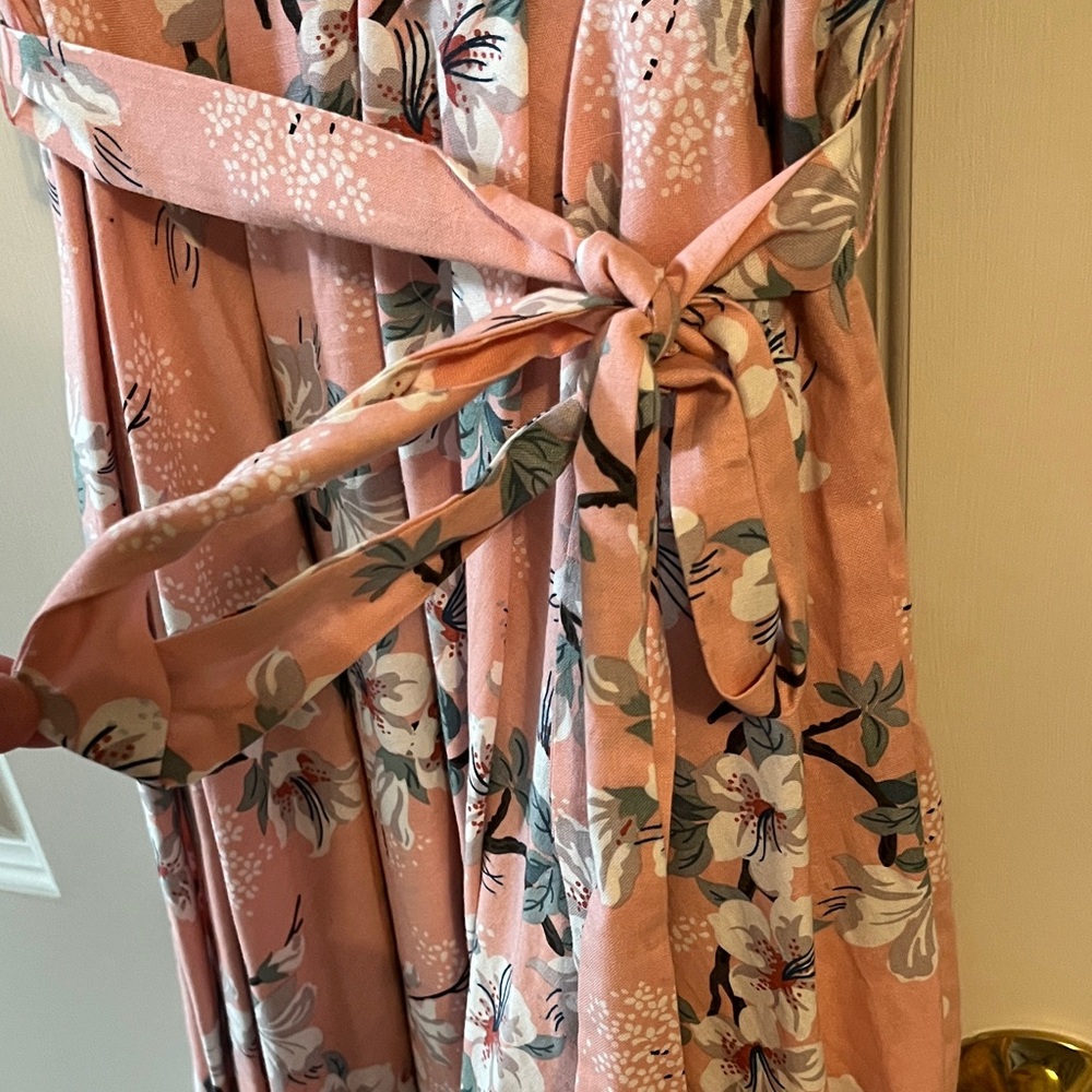 Floral Pink Wrap Dress a-line - Picture 3 of 7